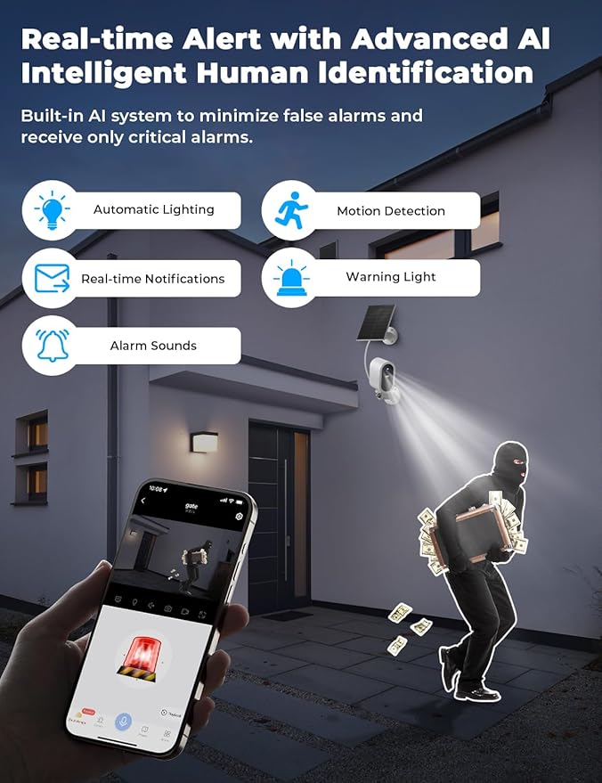 Security Cameras Wireless Outdoor,5G/2.4G WiFi Home Security System with 2-Cams Kit Solar Cameras for Home Security 2K,180-Day Battery,Local Storage & No Subscription 128GB Memory Card