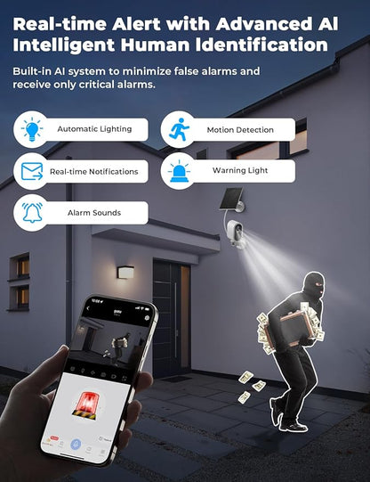 Security Cameras Wireless Outdoor,5G/2.4G WiFi Home Security System with 2-Cams Kit Solar Cameras for Home Security 2K,180-Day Battery,Local Storage & No Subscription 128GB Memory Card