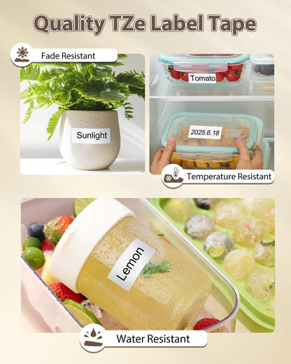 Replace for Brother TZe-251 24mm 0.94 Laminated White TZ Tape TZe251 PTouch Tape 1 Inch Work with Brother P Touch D600 E500 P700 P710BT P750W P910BT D410 PTD460BT D610BT Label Maker, 6-Pack