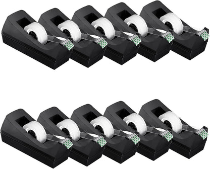 Transparent Tape with Dispenser 10 Pack Tape Dispensers Desk unweighted Non Skid Base Desktop Dispenser Bulk for Office Home School