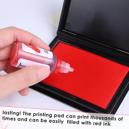 Red Ink Pad for Stamping, Finger Print Ink Pads for Rubber Stamps, Large Red Ink Stamp Pad, Thumbprint Ink Pad for Home Office Security Notary Supplies(4.72 x 3.66 Inches)