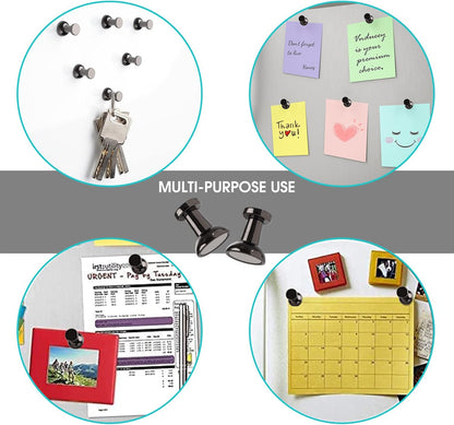 VNDUEEY 12Pcs Black Fridge Magnets Refrigerator Magnet, Metal Magnets for Whiteboard, Small Strong Magnets for Locker, Map, Office, School, Kitchen