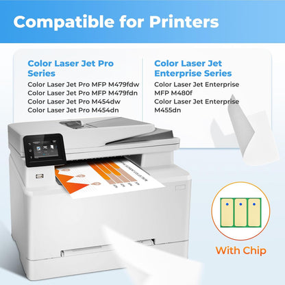 414A Toner Cartridges Compatible MFP M479fdw for HP 414A 414X Toner Compatible for Color Laser Jet Pro MFP M479fdw MFP M479fdn M454dw M454dn MFP M480f M455dn Printer, W2020A W2020X (4 Pack, with Chip)