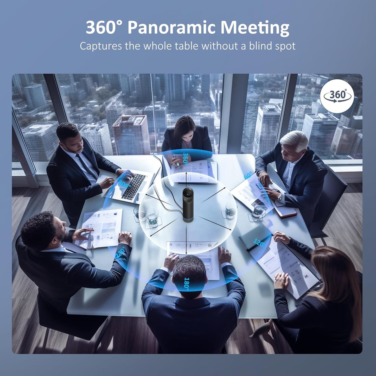 NexiGo Meeting 360 Ultra (Gen 3), Enhanced All-in-One Conference Camera System, Multi-Camera Setup, 8K Capture, AI-Powered Framing and Auto Tracking, for Medium to Large Meeting Rooms