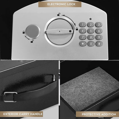 Dalmbox Portable Metal Safe Box with Digital Code Lock,Fire Resistant Storage for Documents, Fireproof Safe Box, Car, Home, Office and Outside, Black Box， Medium