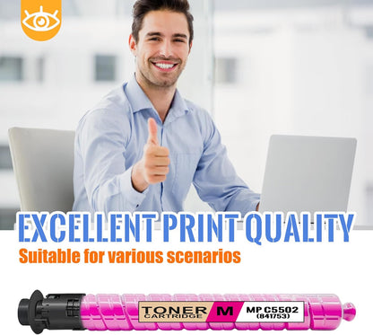 1 Pack MP C5502 Magenta Toner Cartridge | Replacement for Ricoh MP C5502 Work with Aficio MP C4502 C4502A C5502 C5502A LANIER MP C4502 C4502A C5502 C5502A SAVIN MP C4502 C4502A C5502 C5502A | 841753