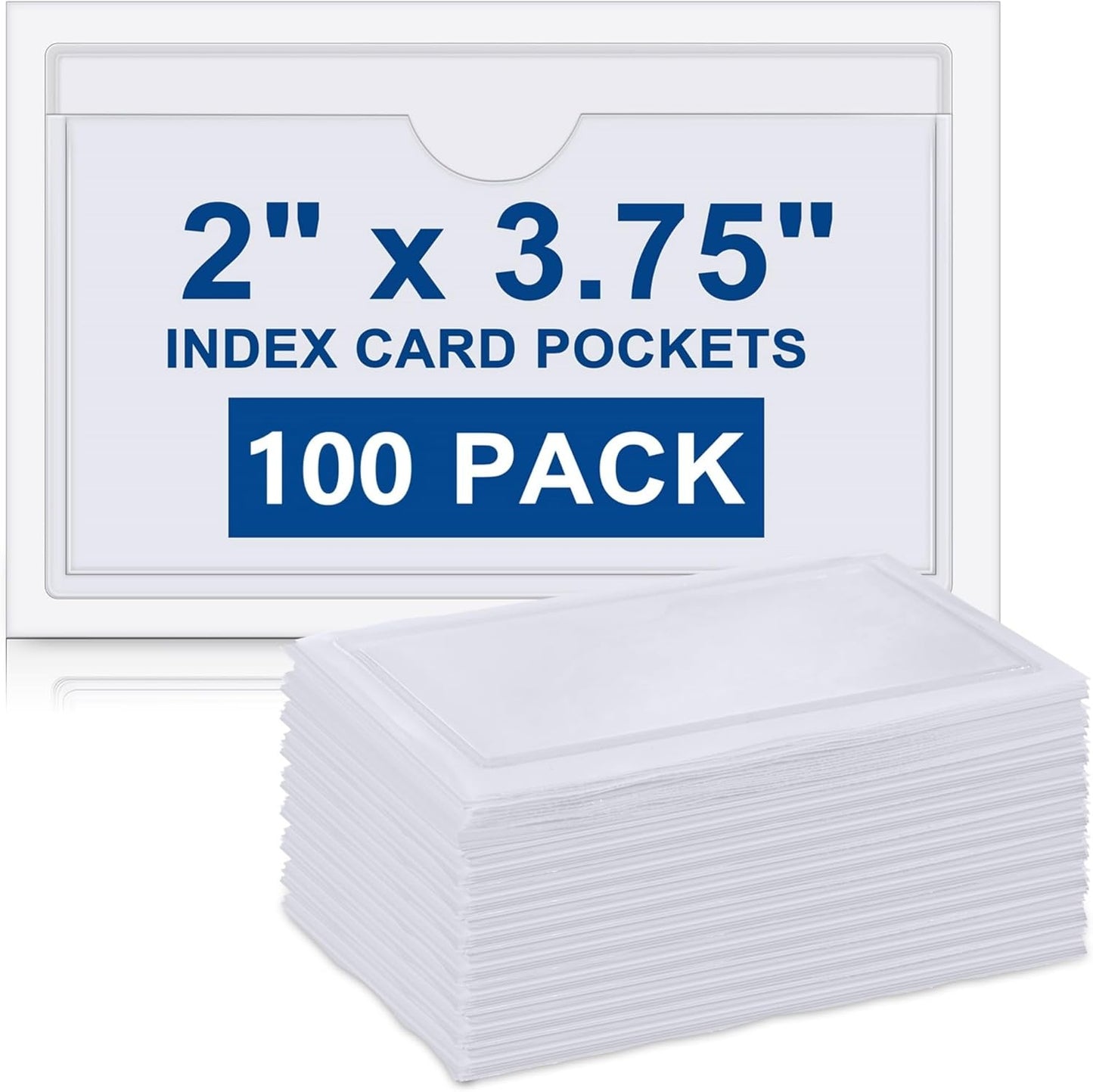 Outus 100 Pcs Clear Self Adhesive Pockets - Bin Labels for Storage Bins, Pocket Label Sleeves, Plastic Index Card Holder with Top Open for Organizing Bins Box Drawer(4.1 x 2.5 Inch)