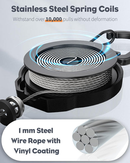 Uniclife 10 Pack Retractable Keychain Heavy Duty Carabiner Badge Holder Tactical ID Badge Reel for up to 8 oz with Stainless Steel 31.5 Inch Steel Wire Rope Retractable Lanyard Clip and Key Ring