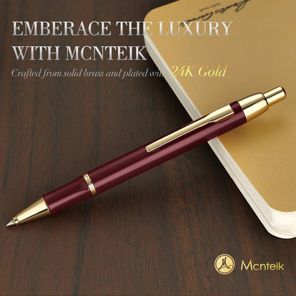 Red Gel Pen With 24K Gold Finish, Fine lacquer work, Fancy Men's And Women's Gift Set, Professional, ADMOK Black Refill, Smooth Writing, Executive, Commercial, Click, Nice Retractable Pens