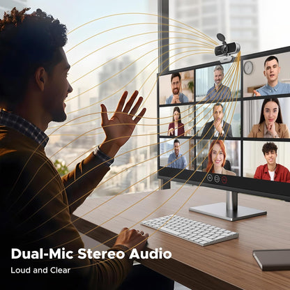 UGREEN 2K Webcam for PC Ultra HD 1080P Computer Webcam with Microphone, PC Camera with Privacy Cover, USB Web Camera for Streaming, Conference, Video Calling, Zoom, Skype, Teams, FaceTime, Silver Grey