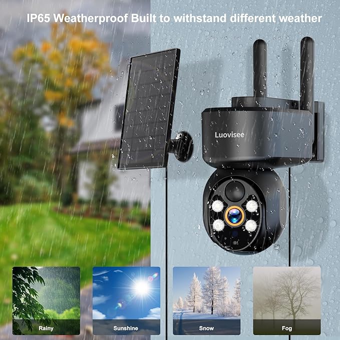 WiFi Security Camera Wireless Outdoor 2 Packs,360° PTZ Solar Camera Outdoor Wireless for Home Security,Work with Alexa,AI Motion Detection,PIR Siren,Cloud & SD Card Storage, 2-Way Audio