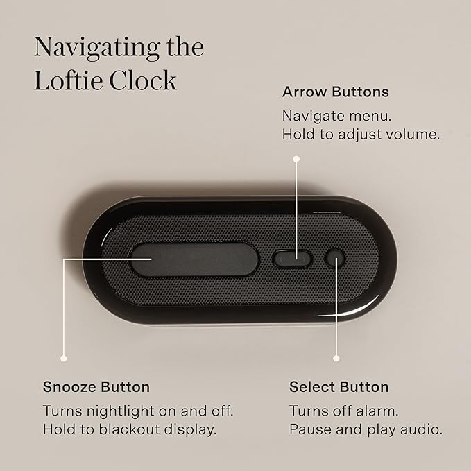 Loftie Alarm Clock with Sound Machine – Smart Alarm Clock w/Light, White Noise, Bluetooth Speaker, Night Light, 100+ Sounds, Blackout Mode, No WiFi Mode, Optional Subscription, Coffee