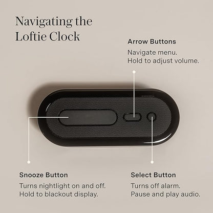 Loftie Alarm Clock with Sound Machine – Smart Alarm Clock w/Light, White Noise, Bluetooth Speaker, Night Light, 100+ Sounds, Blackout Mode, No WiFi Mode, Optional Subscription, Coffee