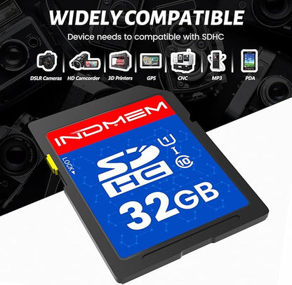 INDMEM SD Card 32GB, 8 Packs Class 10 32GB Flash Memory Card MLC Standard Secure Digital Cards Camera Card