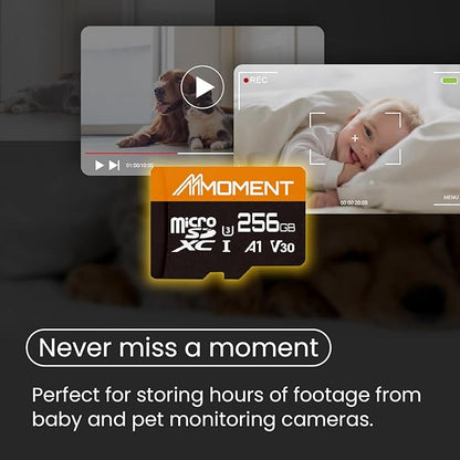 MMOMENT 256GB Micro SDXC Card, A1, UHS-I, U3, V30, Class 10 Compatible, Read Speed Up to 95 MB/s, Write Speed Up to 65 MB/s, SD Adapter Included