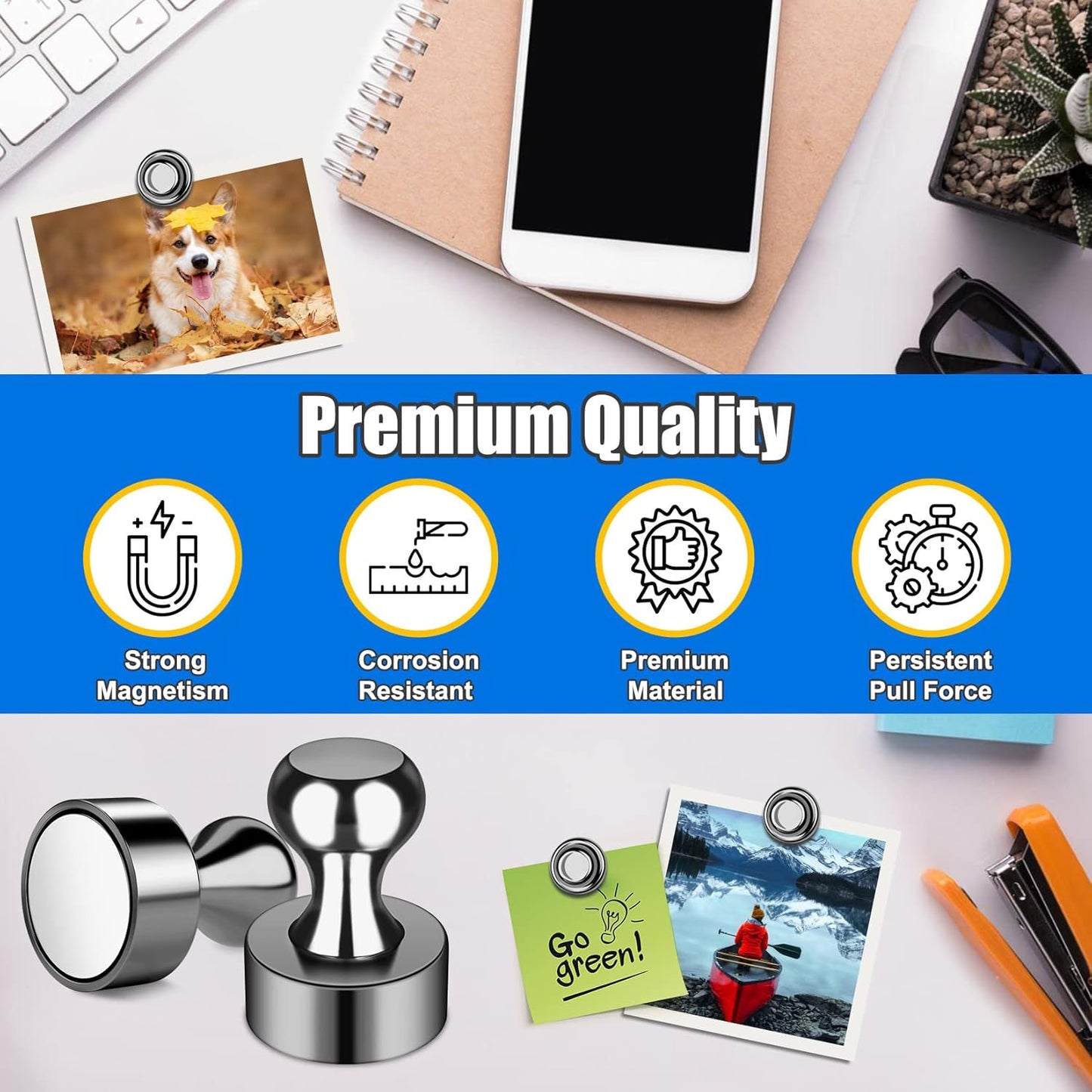 120 PCS Whiteboard Magnets, Small Strong Fridge Magnets, Magnetic White Board for Refrigerator, Black Magnetic Clips Heavy Duty for Kitchen, Office, Gadgets, Classroom, Desk Accessories