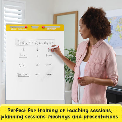 ReliThick 2 Pack Sticky Easel Pad, 25 x 30 In, White, 20 Sheets/Pad, Flip Chart Paper for Teachers, Large Sticky Chart Paper for Wall, Self Stick Easel Pad for Office School Classroom