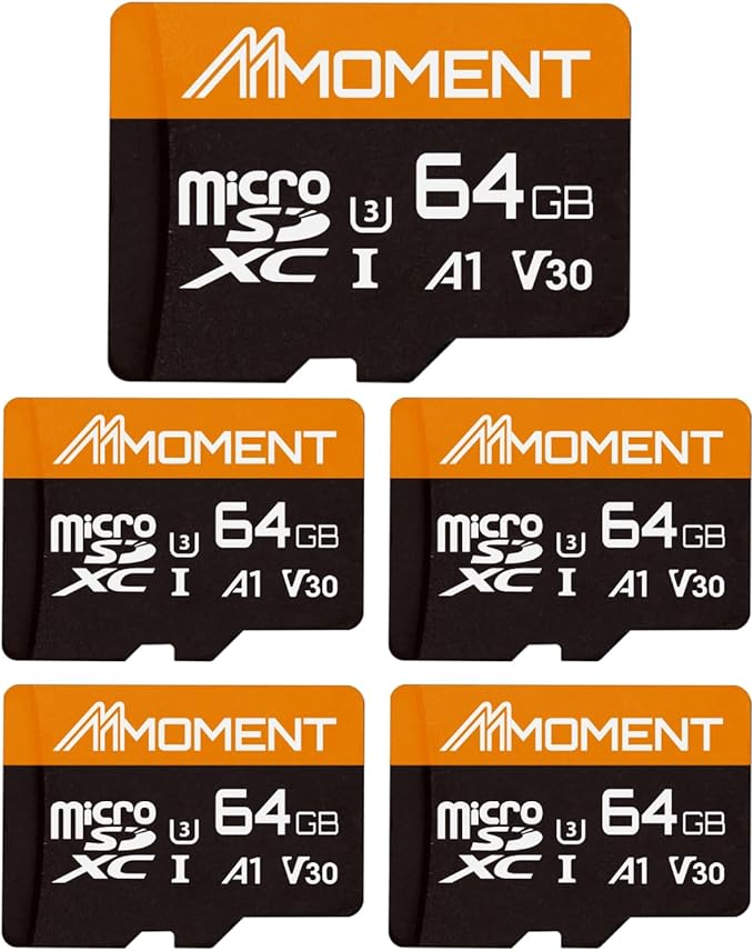 MMOMENT 64GB (5 Pack) Micro SDXC Card, A1, UHS-I, U3, V30, Class10 Compatible, Read Speed Up to 95 MB/s,Write Speed Up to 45 MB/s, SD Adapter Included