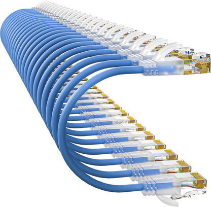 Cat6a Patch Cables 1ft (24 Pack) Slim, Cat6 Ethernet Patch Cable Pure Copper, Flexible Cat 6 Patch Cable 550MHZ 10G, Space-Saving Cat 6A Network Cables for Patch Panel, Blue