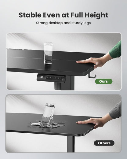 Marsail Electric Standing Desk, Adjustable Height Stand up Home Office Desk Large 55x24 Inch Sit Stand Computer Desk, with 4 Memory Presets, Headphone Hook,Cable Organizer, Black