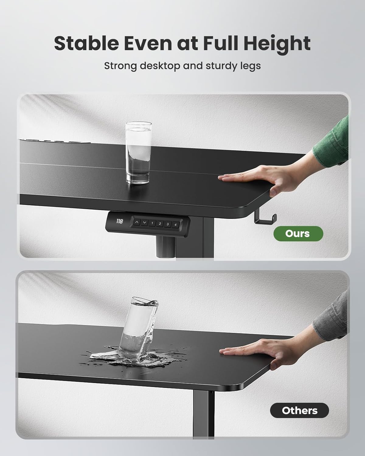 Marsail Electric Standing Desk,Adjustable Height Stand up Desk, 40 x 24 Inch Home Office Furniture Computer Desk, 4 Memory Preset with Headphone Hook, Cable Organizer, Black