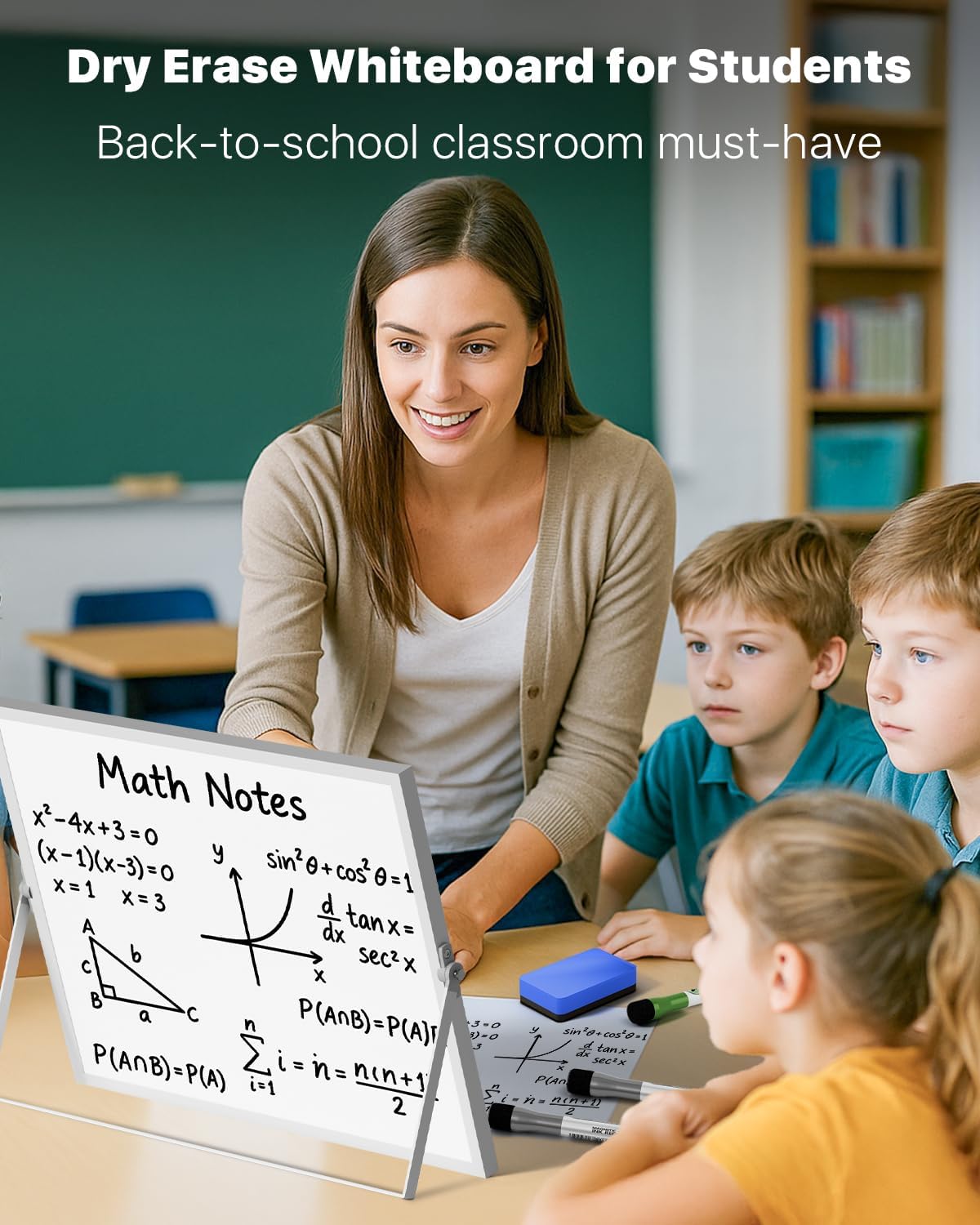 Dry Erase White Board with Stand,Double-Sided Weekly Whiteboard 12"x16", 10 Markers, 6 Magnets, 1 Eraser, Portable Desktop Whiteboard for Planning,Weekly Schedule Board for School for Home