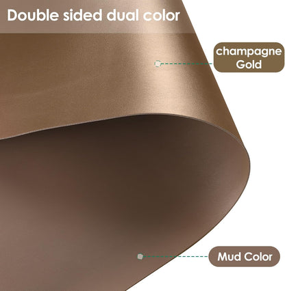 Leather Table Cover,1.8mm Thick,42x60 Inch Table Protector,Table Protector for Dining Room Table,Dining Table Cover,Table Cover Protector,Wood Table Protector(Mud Color+Champagne Gold,42x60)