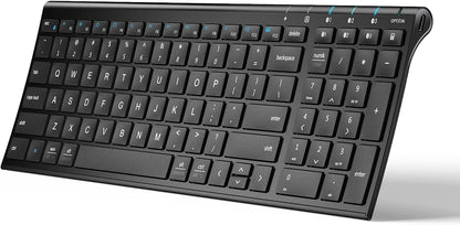 iClever BK10 Bluetooth Keyboard, Universal Bluetooth 5.1 Wireless Keyboard with Number Pad, Ergonomic Design, Multi-Device Compatibility, Stable Connection for Mac, iPad, iPhone, Android, Windows