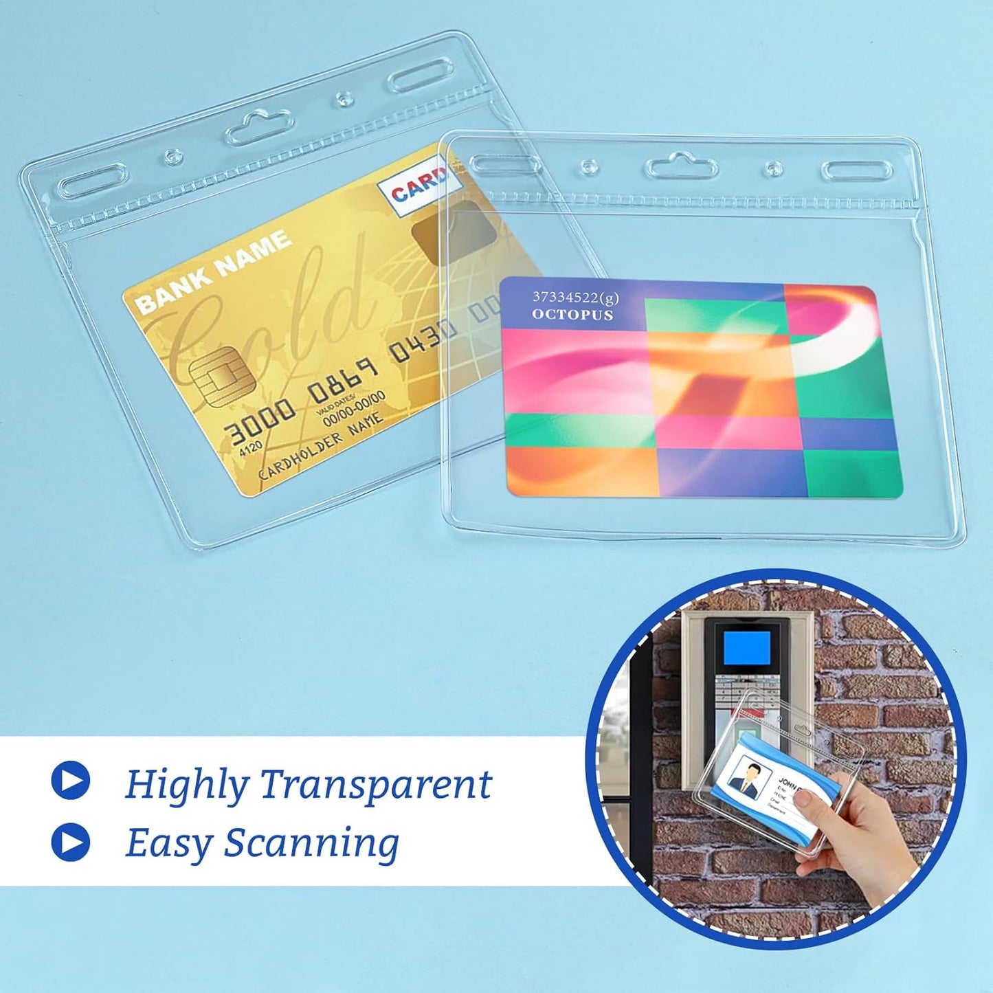 200 Pcs Card Protector ID Name Badge Holder 4 x 3 Inches Clear Plastic Horizontal No Zipper ID Card Holder