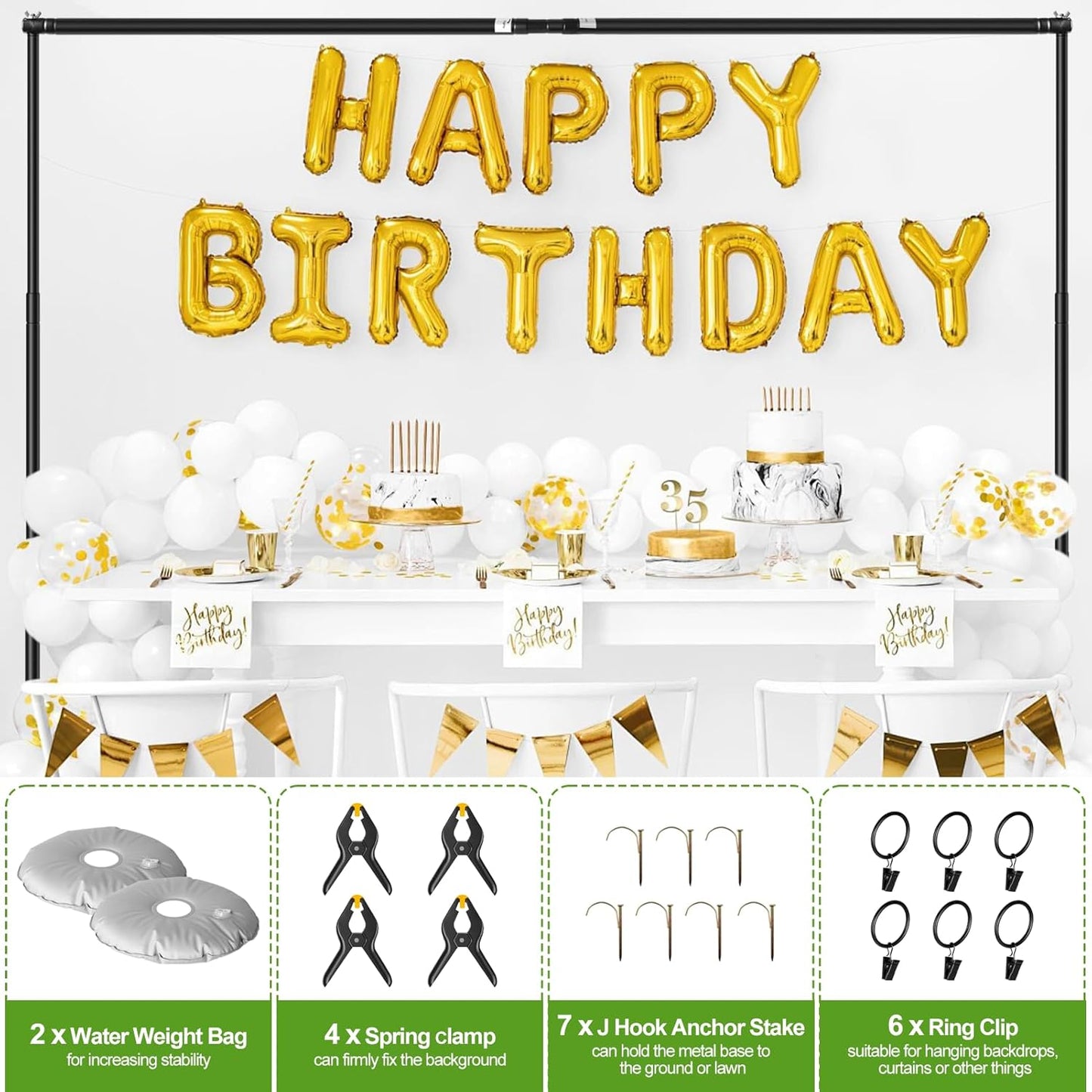 FUDESY Backdrop Stand Heavy Duty, 10x10ft Adjustable Photo Background Pipe and Drape Backdrop Stand Kit with Metal Base for Photography Parties Birthday Video Studio