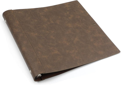 Leather 3 Ring Binder Holds 8.5 x 11 Inch Paper Binder Organizer Vintage Faux Leather Portfolio Folder Planner for Office Home Document Photo Diary Supplies(Vintage Brown)