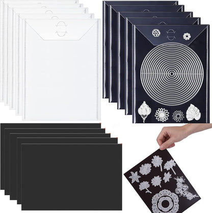 Briartw 20pcs/Set Dies Storage Bags and Magnetic Sheets,10 Pack Clear Plastic Storage Bags & 10 Pack Soft Rubber Magnetic Sheets for Die Cuts Stamps Handamde Crafts Storage Crafter Envelope Organzie