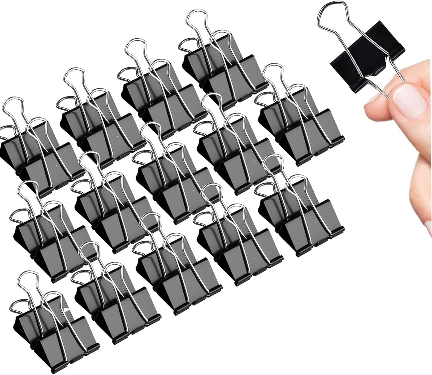 Small Binder Clips, 144 Pack, 1 Inch, Black, Standard 25mm, Metal Paper Clips, Fold Clamp, Office Clips, Capacity 0.47 Inch, Office and School Supplies