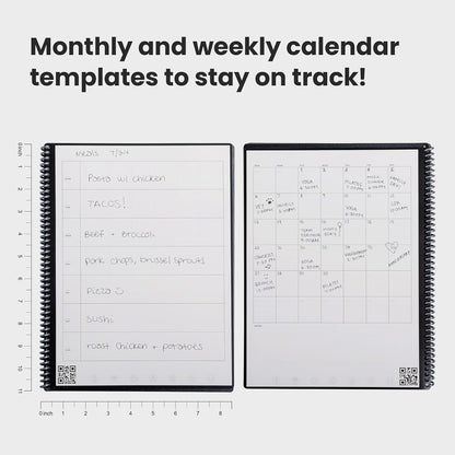 Rocketbook Fusion Reusable Undated Productivity Planner, Letter Size 8.5x11, Teal - Goals, Monthly and Weekly Calendar, Daily To-do List, Lined and Dotted Notes Pages
