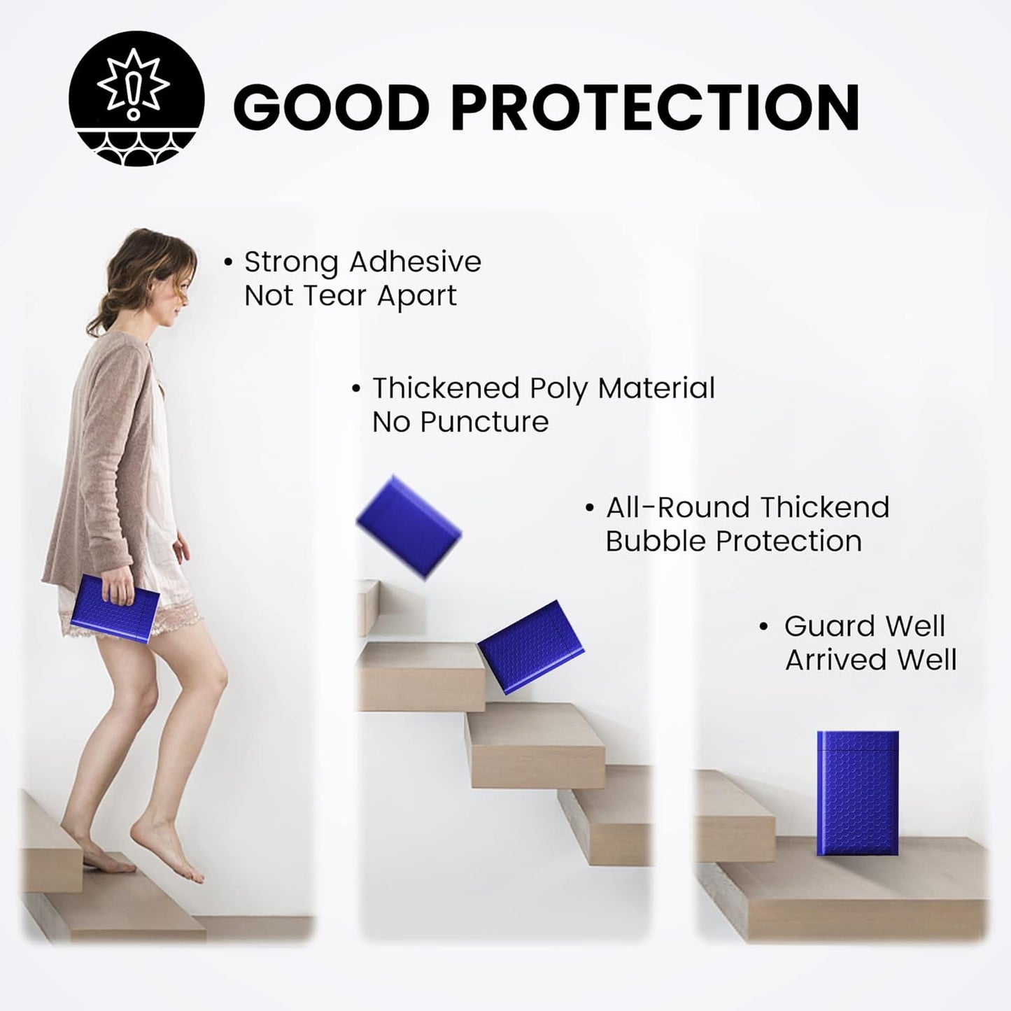 Fuxury 100Pcs 4x8 Bubble Mailers Royal Blue Shipping Padded Envelopes Usable Size 4x7' Waterproof Mailing Envelopes Bubble Padded for Mailing,Packaging, Small Business