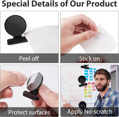 VNDUEEY 50 Pack Fridge Magnets Refrigerator Magnets, Magnetic Clips for Whiteboard Locker, Magnetic Paper Clips, Paperclip Dispenser Magnet Clips for Desk, School, Office (Black)