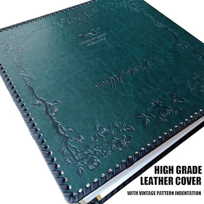 Photo Album Self Adhesive Pages, Large Self-Stick Page Picture Album Leather Vintage Inspired Cover, Hand Made DIY Albums Holds 3X5, 4X6, 5X7, 6X8, 8X10 Photos (11.6"x10.8" 40pgs, DarkGreen)