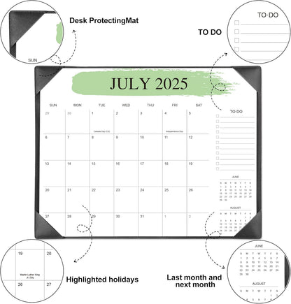 Desk Calendar 2025-2026 – 18-Month Desktop Calendar from July 2025 to December 2026, for Office, School & Home Use – Large Teacher Desk Calendar 22x17 (Black)