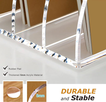 SANRUI Acrylic Desk File Organizer, 8 Vertical Compartments Clear Magazine File Holder Workspace Sorters, Folder Rack for Office Accessories Organization Storage