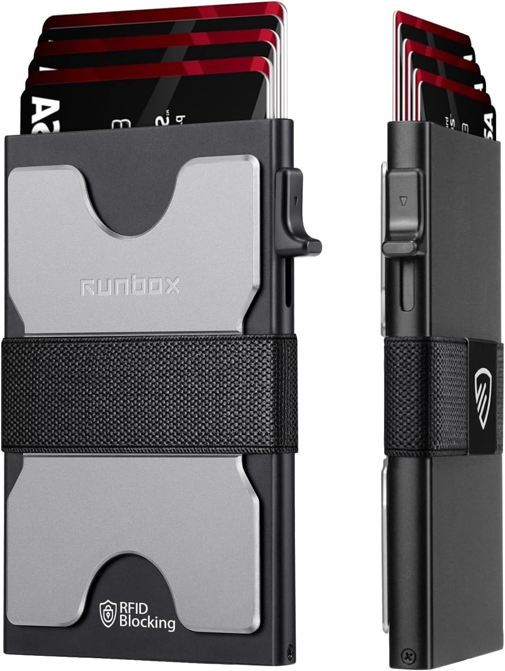 Mens Card Cases, Slim Card Holder Wallet for Men and Women, Minimalist RFID Blocking Wallet with Pop-Up Function, Thin Design, Metal Card Cases Holds 6+6 Cards, Gifts for Men, Men's Accessories