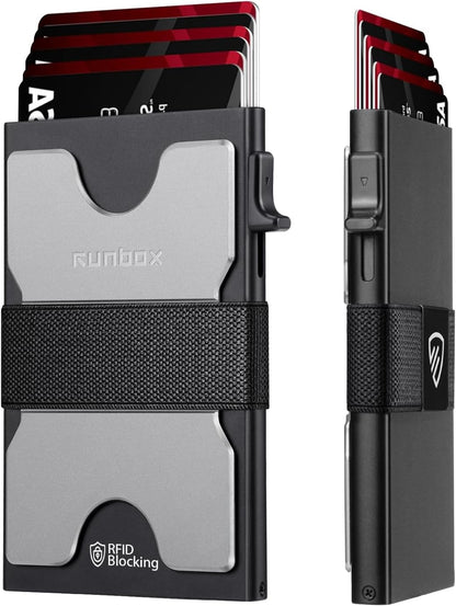 Mens Card Cases, Slim Card Holder Wallet for Men and Women, Minimalist RFID Blocking Wallet with Pop-Up Function, Thin Design, Metal Card Cases Holds 6+6 Cards, Gifts for Men, Men's Accessories