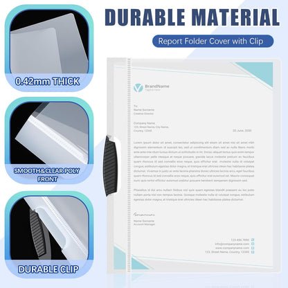 Teling 24 Pcs Clear Report Covers with Sliding Bar and Clip Presentation Folders Resume Folders for Classroom Business Files Document School Office, 9.4 x 11.8 Inches(Clear)