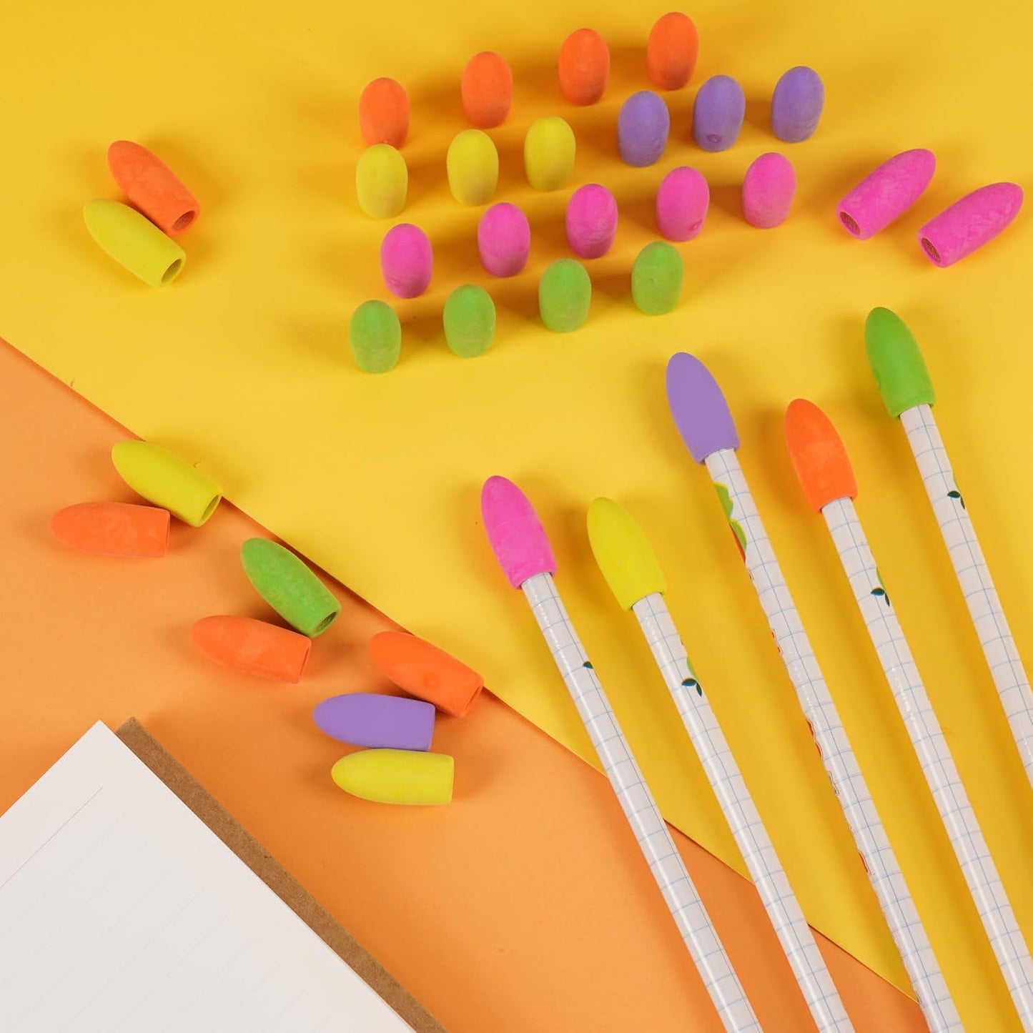 400 Pack Pencil Eraser Caps Latex Free Pencil Pencil Eraser Toppers, Round Arrowhead Caps Erasers School Erasers for School Supplies for Teachers, Assorted Color (Deep Color)