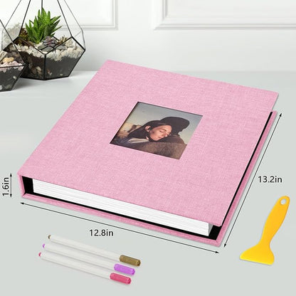 Zesthouse 18 In Photo Album Self Adhesive with Picture Display Window, 3-Ring Scrapbook Albums 60 Pages Holds 10x12 8x10 5x7 4x6 Photos, DIY Photo Book Ideal Gift for Family Wedding Baby