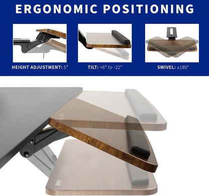 VIVO Adjustable Computer Keyboard and Mouse Platform Tray, Ergonomic Under Table Desk Mount Drawer Underdesk Shelf, Rustic Vintage Brown, MOUNT-KB03N