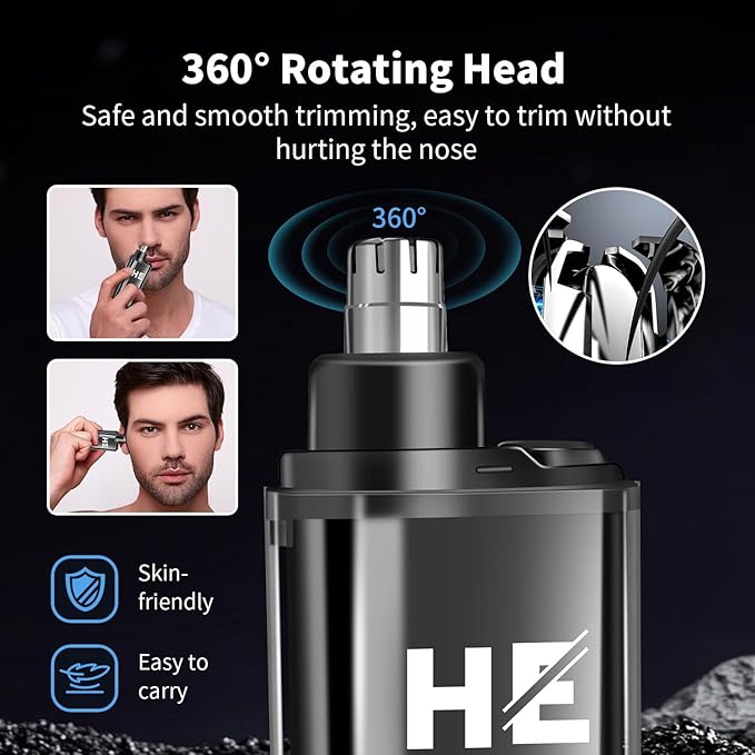 HIENA PRO Professional Hair Clipper Kit, Rechargeable Cordless Barber Kit and Hair Cutting Set, Electric Foil Shavers and Beard Trimmers, Ear, Nose Hair Trimmer Set & Facial Grooming Tool (Black)