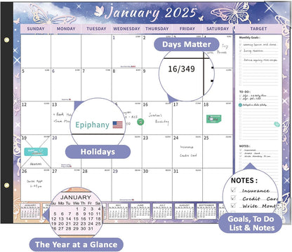 Ospelelf Desk Calendar 2025-2026 Large 22"x17" Monthly Planner Pad with Protective Cover 18 Months Butterfly Floral