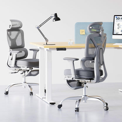 FLEXISPOT ErgoX Premium Ergonomic Office Chair with Footrest- Adjustable 3D Armrests, Dynamic Lumbar Support, Recline & Tilt Function, Mesh Seat, for Home & Office Use,Foam Grey