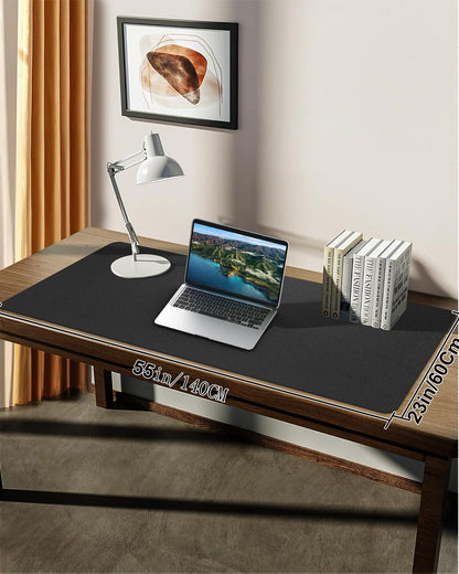 Desk mat Large, Leather Desk Pad Protector,Office Desk Mat,Mouse Pad, Non-Slip Desk Blotter, Laptop Desk Pad, Waterproof Desk Writing Pad for Office&Home (Black, 55" x 24")