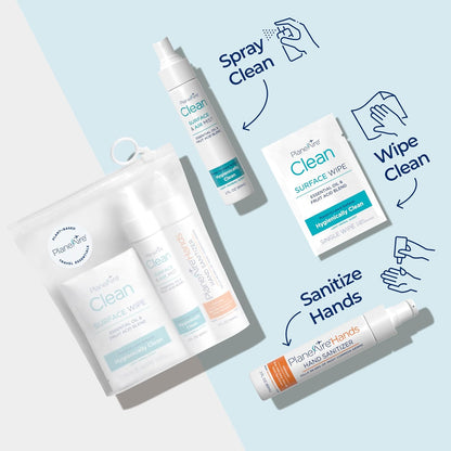 Travel Essentials | Hygiene Kit | Travel Toiletry Kit | Travel Size | Gel Hand Sanitizer Orange Pineapple Scent | Surface Wipes | Individual Travel Wipes | Surface Cleaner | Made with Essential Oils